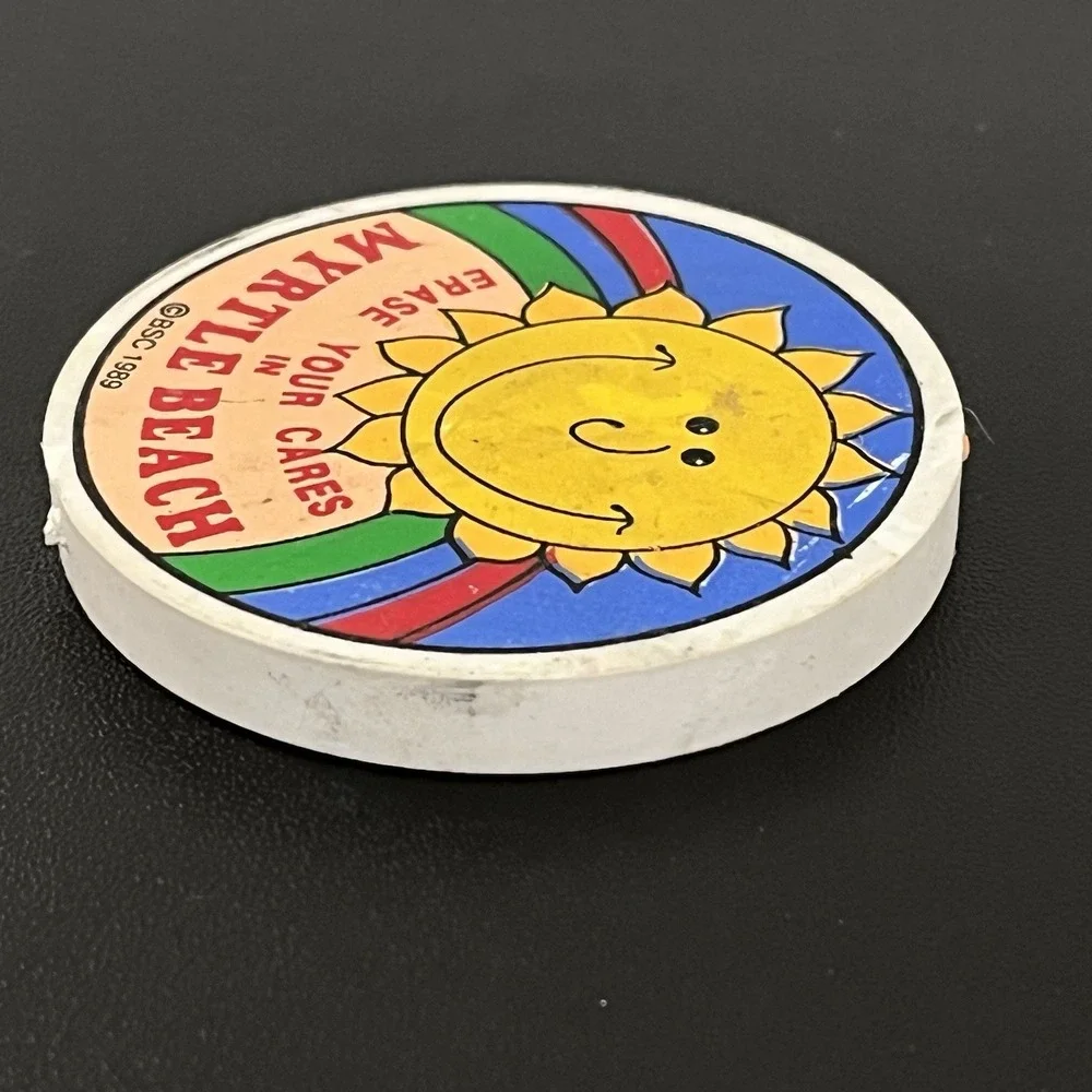 1989 Myrtle Beach ERASER Vintage Souvenir Collectible Erase Your Cares Sun 2